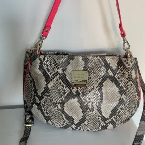 CAVALLI SNAKESKIN & PINK LEATHER SHOULDER BAG