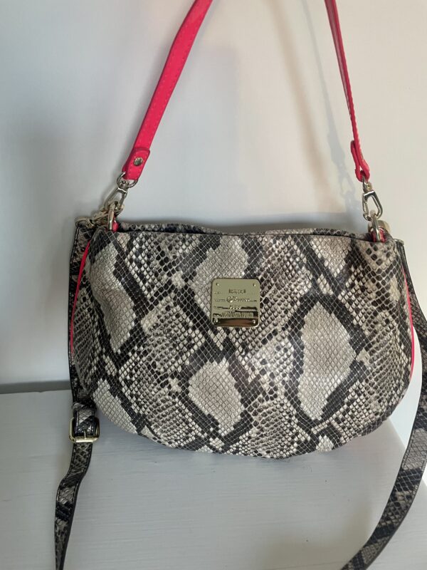 CAVALLI SNAKESKIN & PINK LEATHER SHOULDER BAG