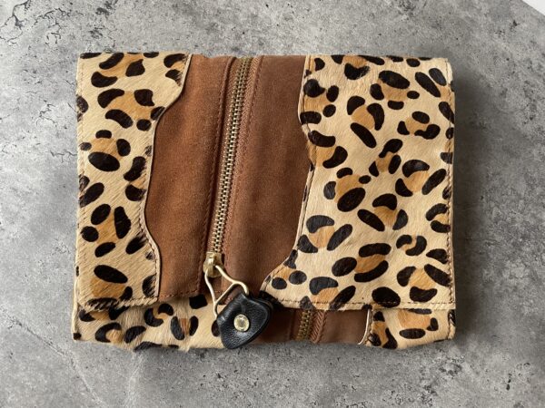 JIMMY CHOO MARTHA UNUSUAL LEOPARD PRINT SUEDE CLUTCH 🐆