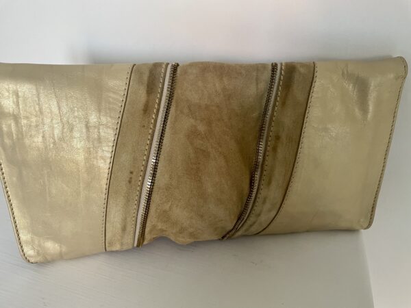 JIMMY CHOO MARTHA GOLD & SUEDE CLUTCH - Image 6