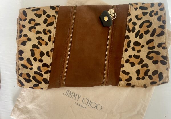 JIMMY CHOO MARTHA UNUSUAL LEOPARD PRINT SUEDE CLUTCH 🐆 - Image 3