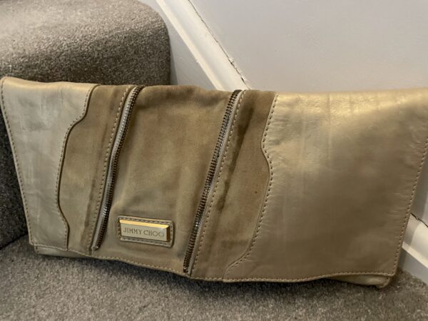 JIMMY CHOO MARTHA GOLD & SUEDE CLUTCH - Image 5