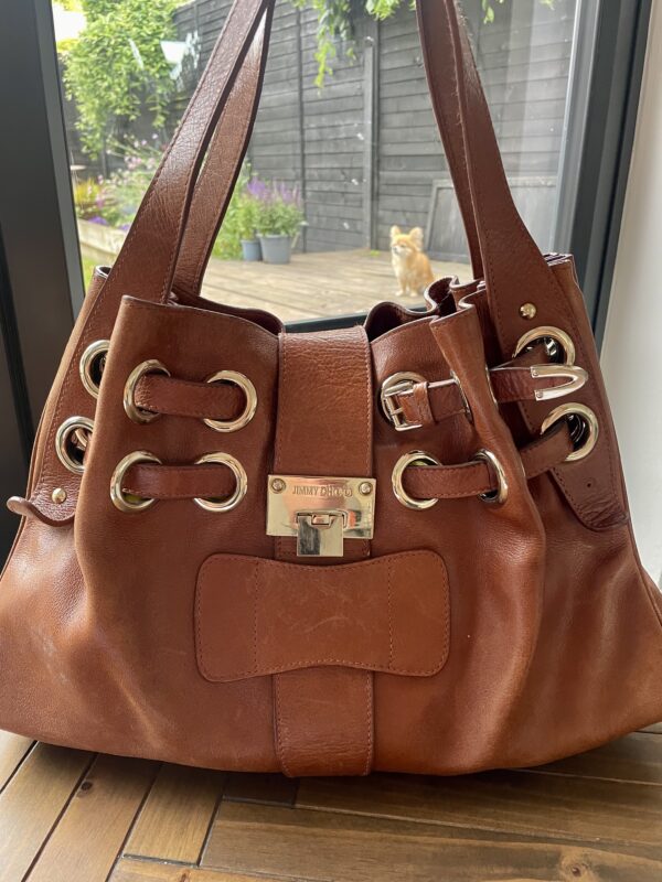 VINTAGE JIMMY CHOO RAMONA LARGE TAN BAG