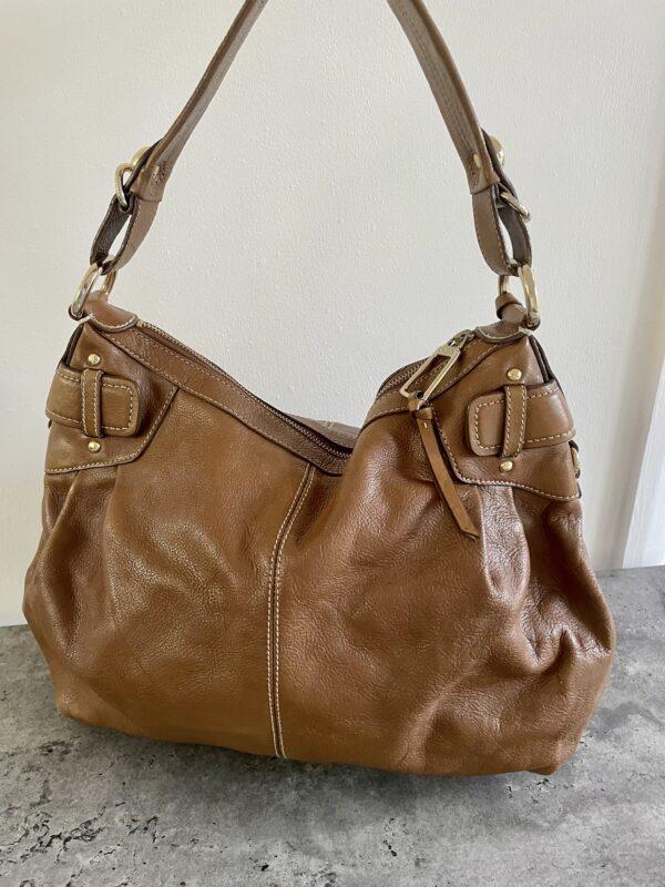 VINTAGE DKNY LEATHER TAN BAG - Image 7